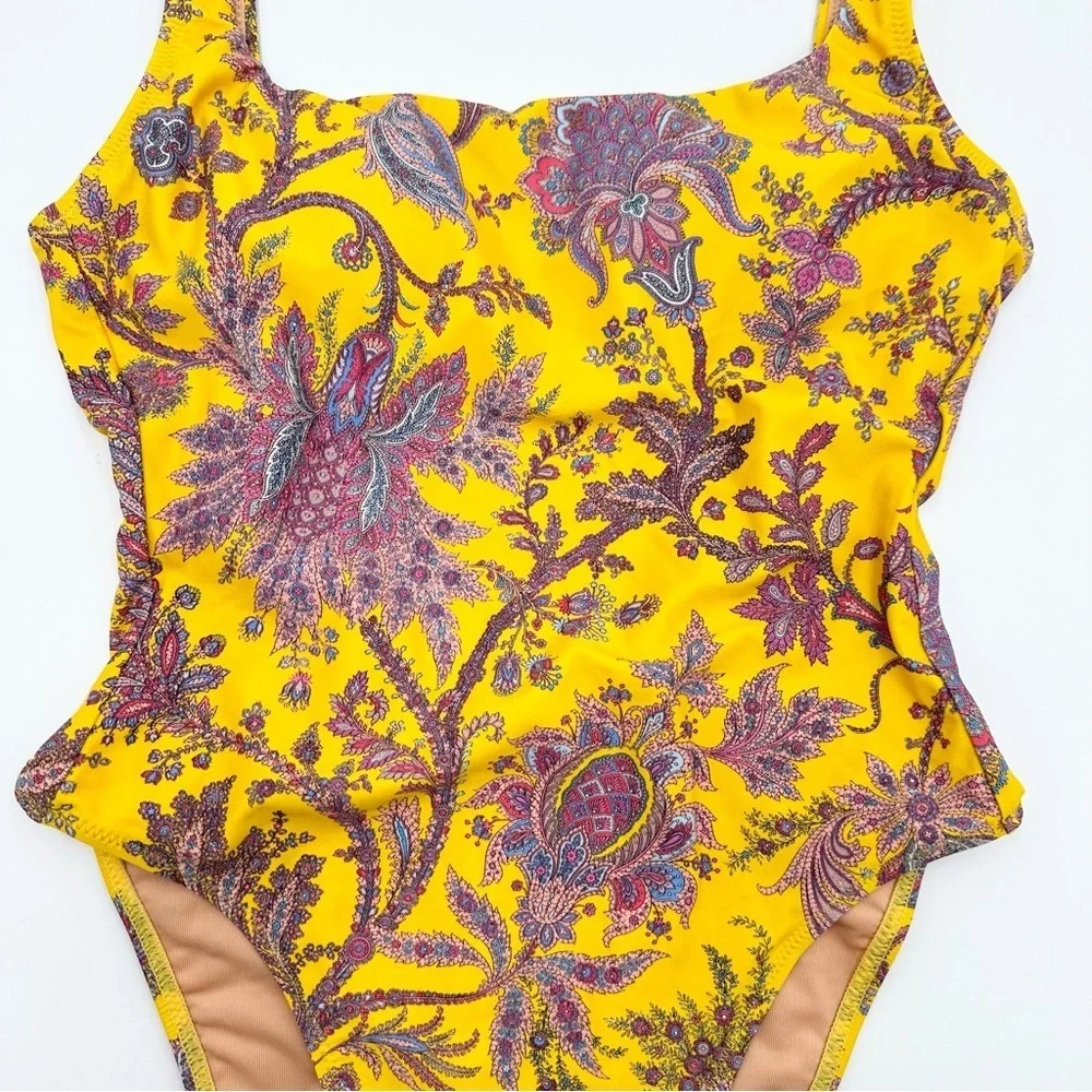 J. Crew Squareneck one-piece in Ratti golden paisley